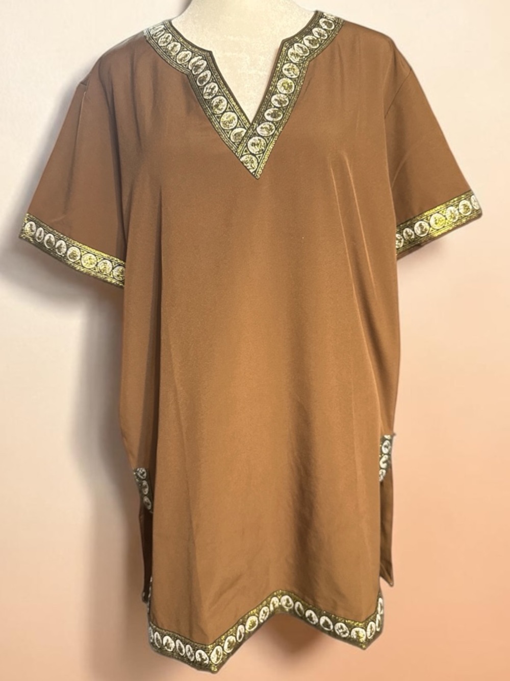 Brown Embroidered V-Neck Women’s Top - Picture 2 of 9